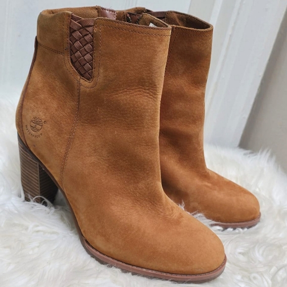 Timberland Earthkeeper Heeled Brown Leather Boots Size 10🌴 - Picture 1 of 10